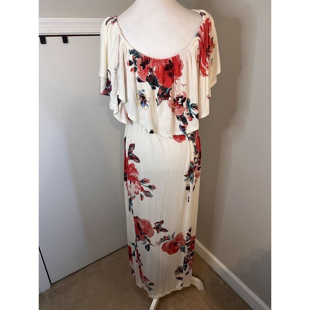 Sweet Lovely by Jen Maxi Dress Women Large Floral Pink Off Shoulder Engagement - Picture 3 of 4
